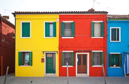 Colorful houses on the Island Burano, Italyの写真素材
