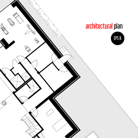 Architectural drawing house plan. Layout drawing of a private house. Vector drawing. Architectural background. A Place in the text.のイラスト素材