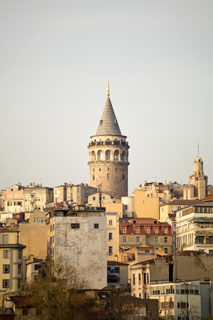 Galata Tower, the panorama of Istanbul. Sights of Istanbul. Galata Tower is located in the European part of Istanbul, on a high hill area of Galataの写真素材
