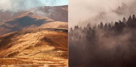 Panorama of Carpathian mountains. Borzhava ridge. Ukraine
