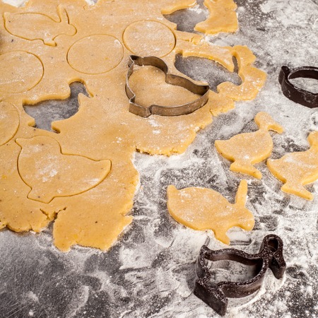 The process of making fragrant Easter cookies with spices and honey from the dough.