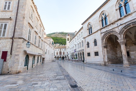 Stradun street at old part of the city early in the morning. Dubrovnic, Croatia. Fortification.の写真素材