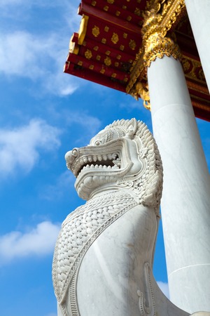 Beautiful white marble monastery Wat Benchamabophit in Bangkok. Thailandの写真素材