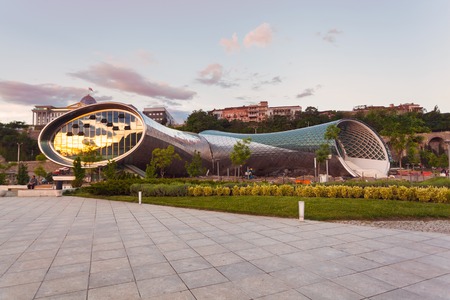 View of Concert Music Theatre Exhibition Hall In Summer Rike Park Tbilisi, Georgia.のeditorial素材