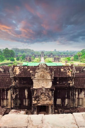 Angkor Wat temple. View from inside the templeの写真素材