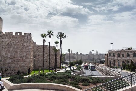 Entrance to the old city of Jerusalem, not far from Jaffa Gate.の写真素材
