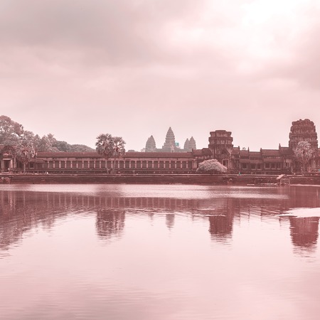Angkor Wat temple with reflecting in waterの写真素材