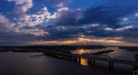 Kiev bridge aerial viewの写真素材