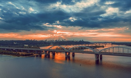 Kiev bridge aerial view. Panoramaの写真素材