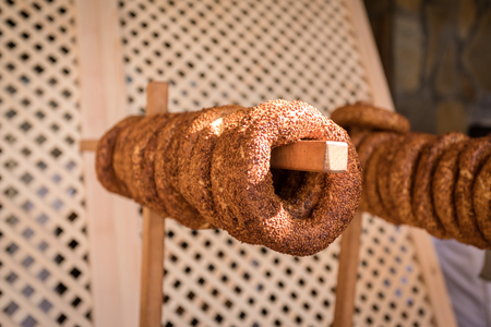 Turkish bagels on a wooden background