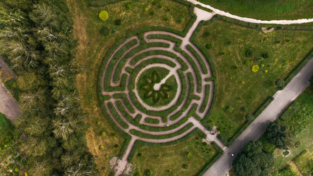 A beautiful green labyrinth in the botanical garden named after M.M. Grishka, Kiev, Ukraineの写真素材