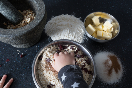 Oatmeal Cookies with Dried Cranberries and Nutsの写真素材