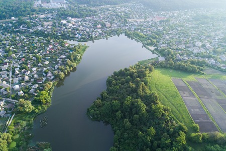 Aerial view over the lakes