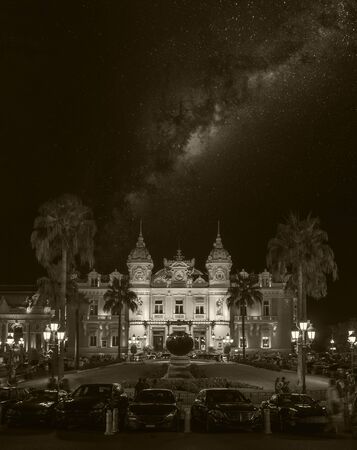 The grand Casino Monte - Carlo at night. Monacoのeditorial素材