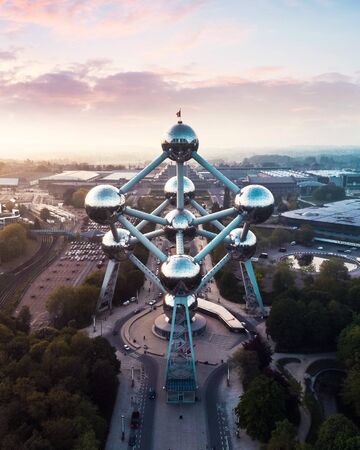 Symbol of Brussels - Atomium - Atom Molecule, Belgiumのeditorial素材
