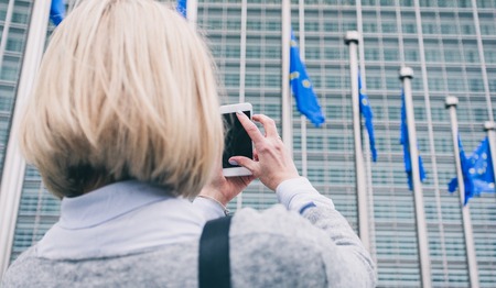 European Commission headquarters in Brussels, Belgium .の写真素材