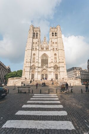 Brussels Cathedral or Saint Michel et Gudula Cathedral in Brussels, Belgiumのeditorial素材
