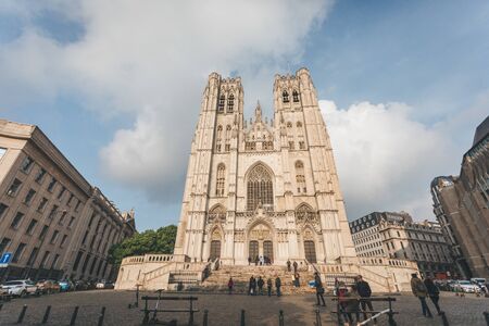 Brussels Cathedral or Saint Michel et Gudula Cathedral in Brussels, Belgiumのeditorial素材