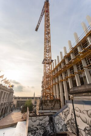 Construction of a new shopping center in the center of Brussels, Belgiumのeditorial素材