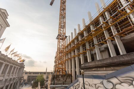 Construction of a new shopping center in the center of Brussels, Belgiumのeditorial素材