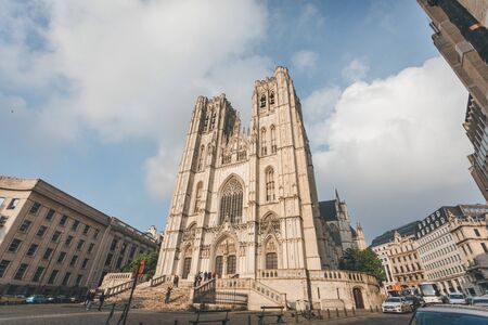 Brussels Cathedral or Saint Michel et Gudula Cathedral in Brussels, Belgiumのeditorial素材
