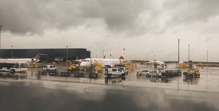 Vienna Airport with Austrian Airlines Airplaneのeditorial素材