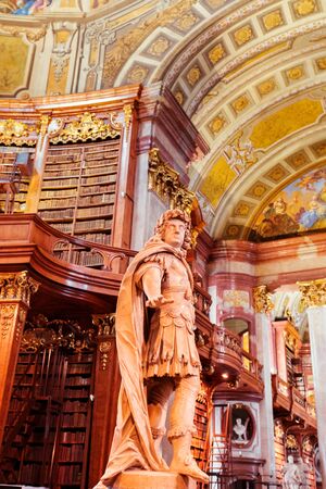 The ancient interior of the Austrian National Library in Vienna.のeditorial素材