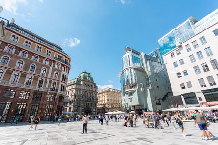 Stefansplatz in fine sunny weather, Vienna, Austriaのeditorial素材