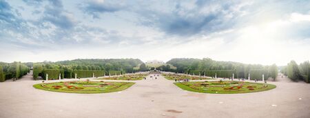 Schonbrunn Schloss Park and Glorietta Pavilion in the background, Vienna, Austriaのeditorial素材