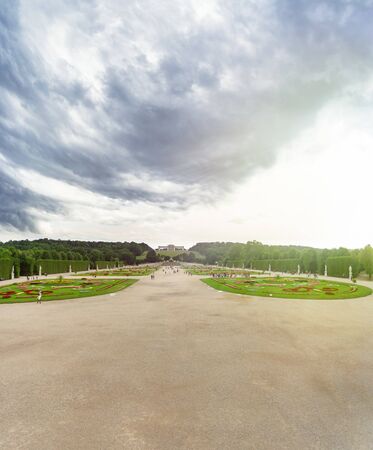 Schonbrunn Schloss Park and Glorietta Pavilion in the background, Vienna, Austriaのeditorial素材