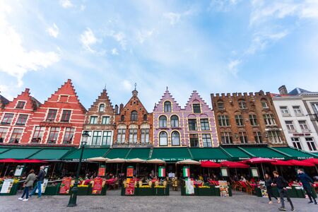 Grote Markt square in Brugge, Belgiumのeditorial素材