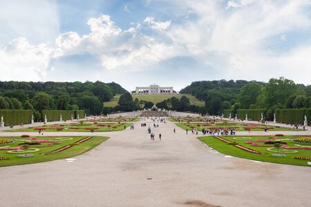 Schonbrunn Schloss Park and Glorietta Pavilion in the background, Vienna, Austriaのeditorial素材