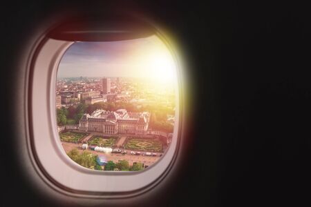 Brussels, Belgium airplane window view.の写真素材