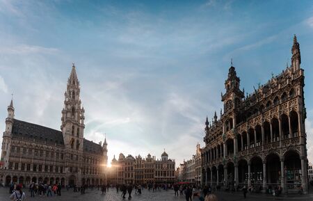 Grand Place at sunset. Brussels, Belgium.のeditorial素材