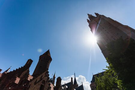 Bruges city with Church of Our Lady tower.の写真素材