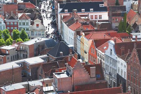 Aerial city view of Bruges, Belgiumの写真素材
