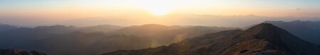 Big panorama of the mountains at sunset, twilightの写真素材