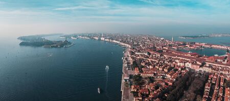 Aerial panorama of the historical part of Venice, Italyの写真素材