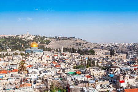 Aerial Panorama of the old city of Jerusalem, Israelの写真素材