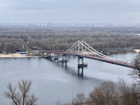Pedestrian bridge in Kiev, Ukraineの写真素材