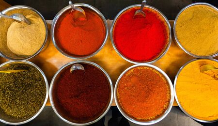 Spice shop in the old city at the bazaar in Jerusalem, Israelの写真素材