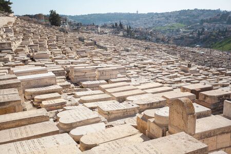 Mount of Olives Cemetery in Jerusalem, Israelの写真素材