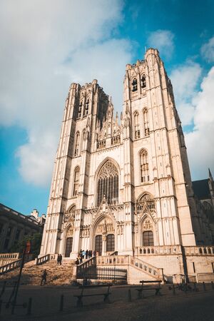 Saint Michel et Gudula Cathedral in Brussels, Belgium.の写真素材