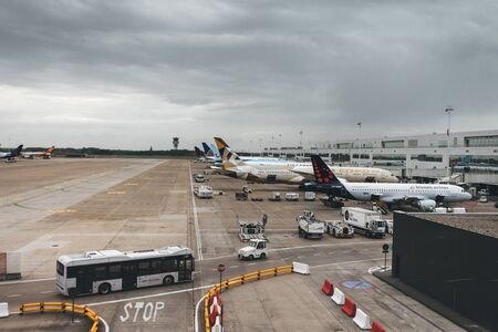 Aircraft parked at the airportのeditorial素材