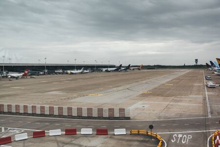 Aircraft parked at the airportのeditorial素材