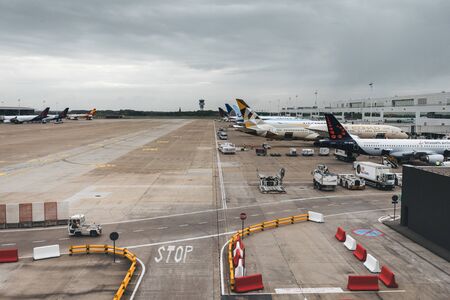 Aircraft parked at the airportのeditorial素材