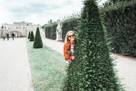 Young woman having fun in Vienna, Austriaのeditorial素材