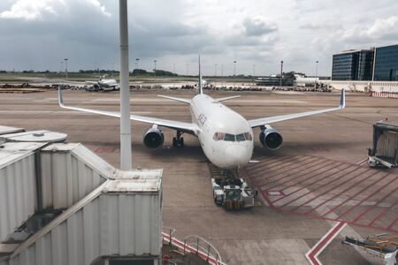 Aircraft parked at the airportのeditorial素材
