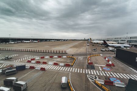Aircraft parked at the airportのeditorial素材