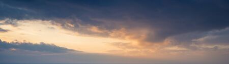 Panoramic view of evening sky. Large panorama of sunset skyの写真素材